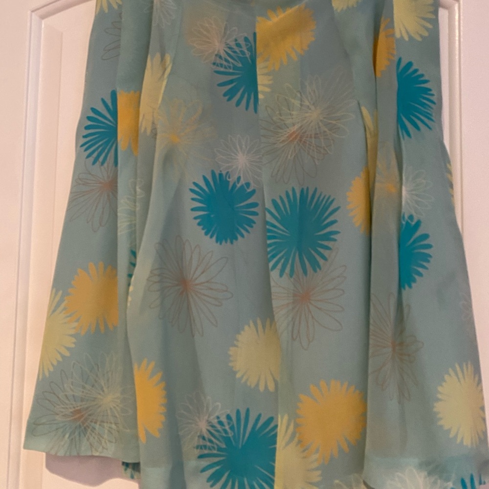 Women mini Midi skirt Blue Yellow Silk New Size 12